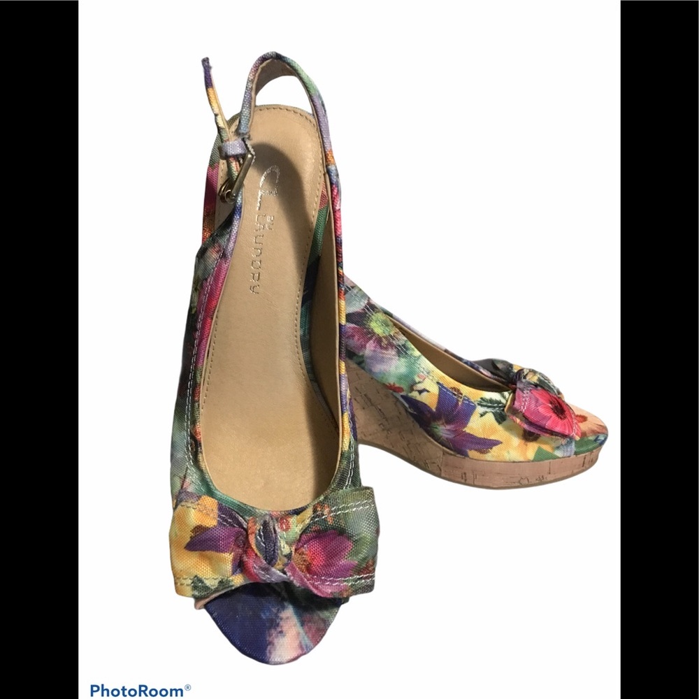 CL BY LUANDRY Floral buckle sling back wedge 8 - Picture 4 of 9